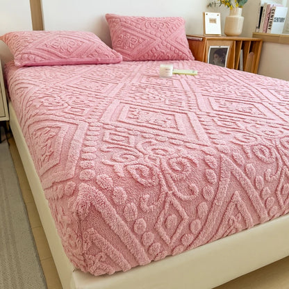Floral Fitted Sheet with 3D Embroidery and Non Slip Deep Pockets
