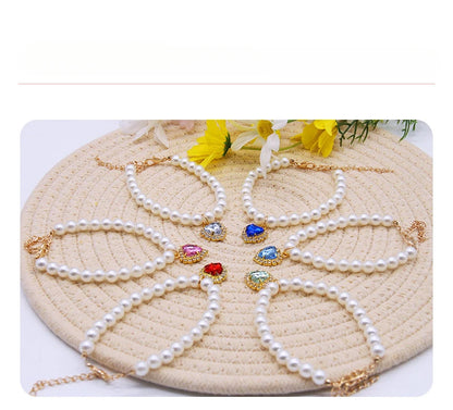 Pet Pearl Collar Dog Princess Necklace Cat Jewelry Cute Collar Puppy Accessories Dog Kitten Chain Chihuahua Wedding Jewelry Gift