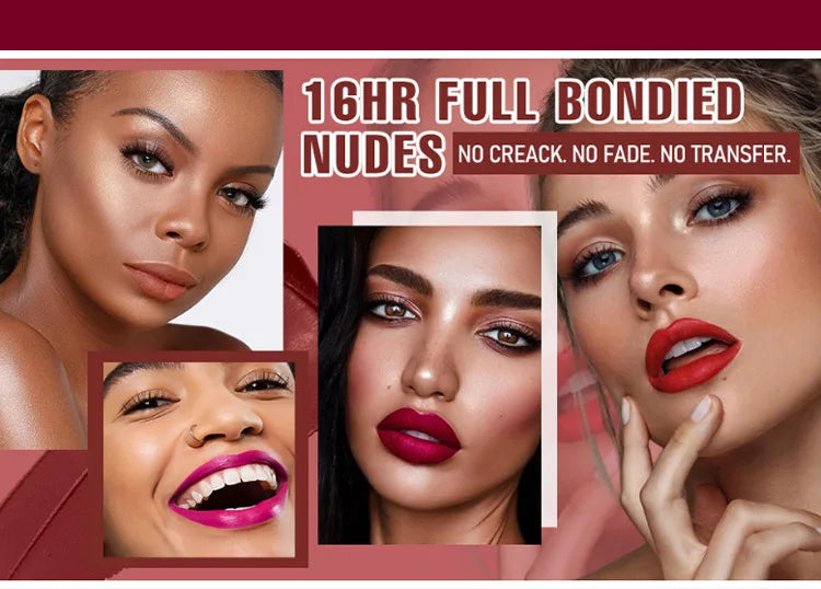 3 PCS Matte Ink Liquid Lipstick Long Lasting Velvet Nude Lip Gloss Non-stick Cup Waterproof Lips Tint Waterproof Make Up