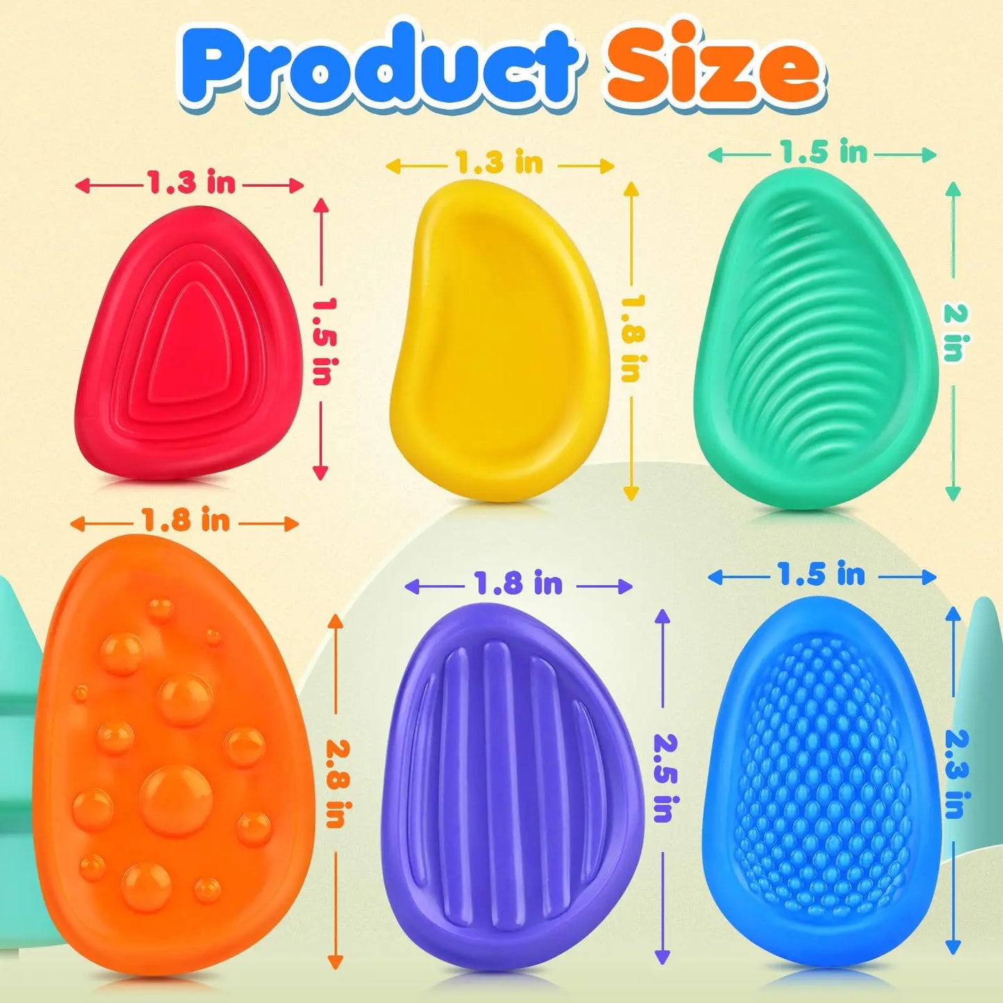 Sensory Silicone Fidget Toy Stone Set Six Pack For Calming Relief