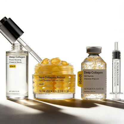 Korean Deep Collagen Skin Care Set Brightening With Silk Peptide Ampoule And Retinol Capsule For Moisturizing