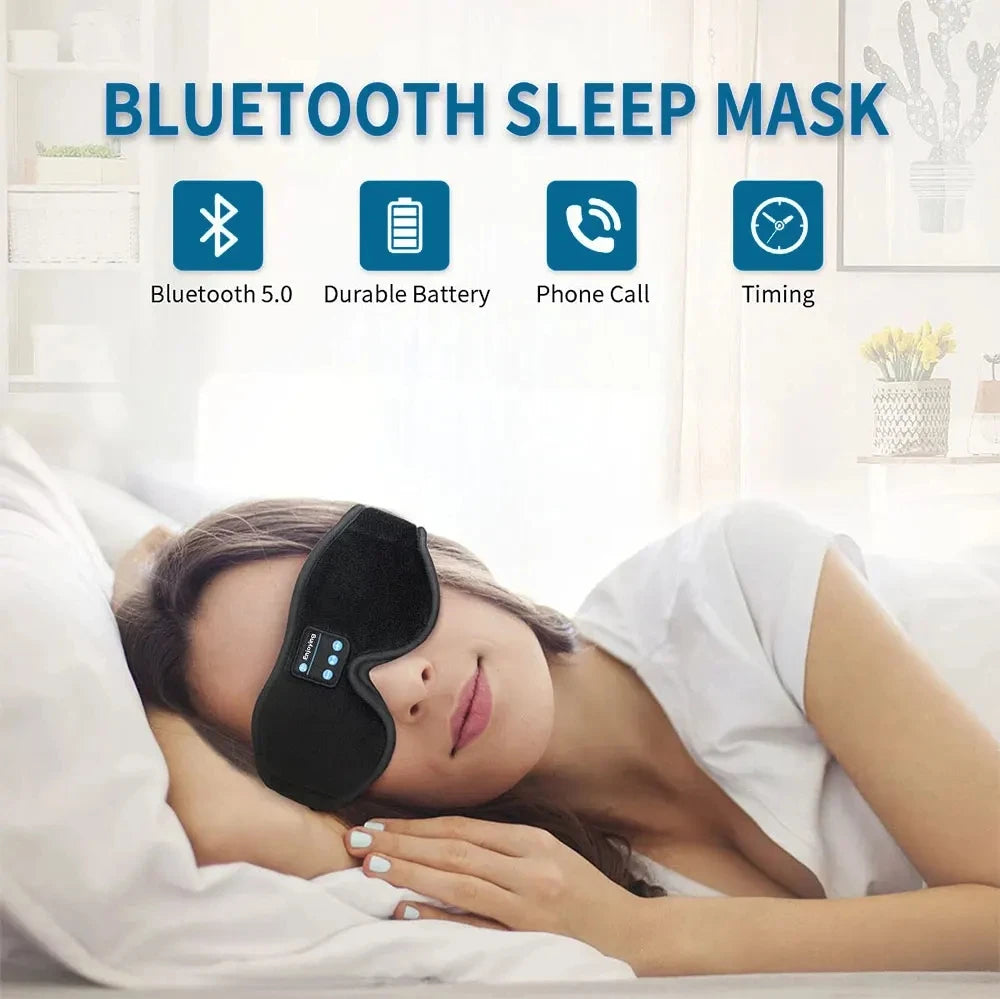 Bluetooth Soft Cotton Eye Mask Headphones With Built In HD Speaker For Deep Sleep And Relaxation