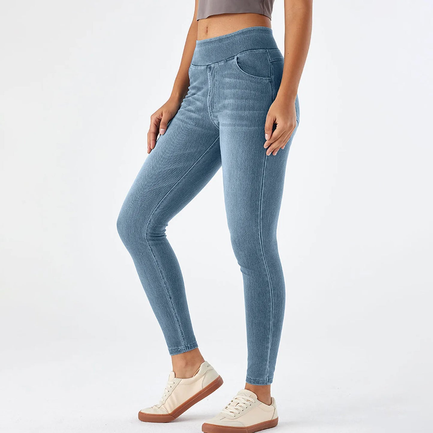 Slim Jeans High Waist Pull-On Denim with Stretchy Fit for Women