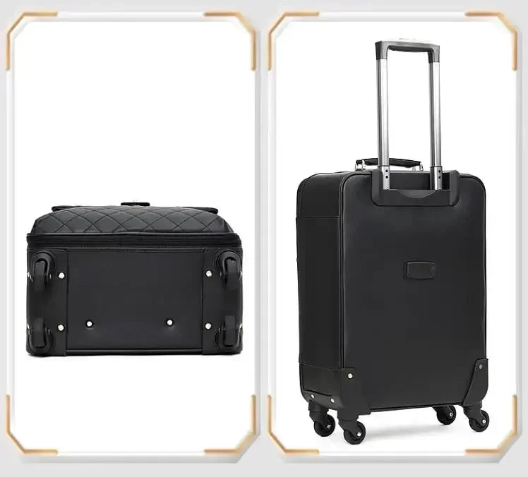 20"24"28" INCH Women Leather Trolley Rolling Luggage Check In Cabin Spinner Suitcase On Wheels