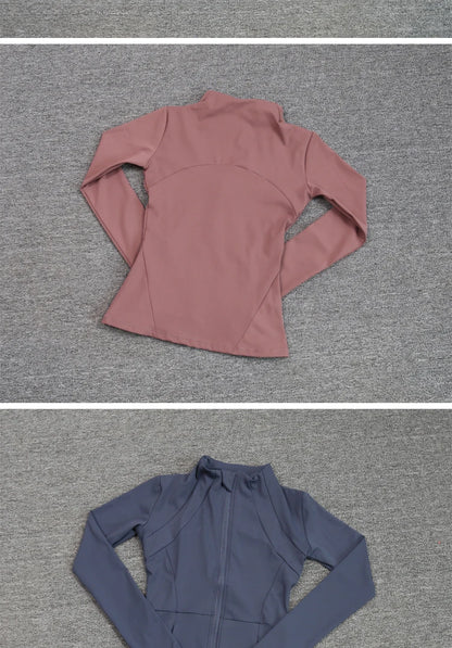Luxe Yoga fitted Coat Women's Slimming Long Sleeve Fast Running Thin Pilates Fitness Suit Top Clothing