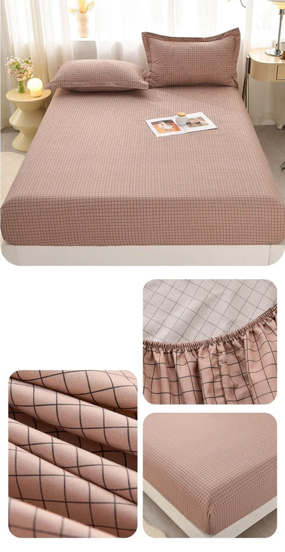 Soft Bedsheet Simple Style Bed Cover Single/Queen/King Size Bed Linen Home Fitted Sheets 침대시트 (Pillowcase Need Order)