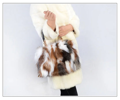 2026 New Clothing Designer Luxury Soft Fox Hair High-end Handbag Fashion Large Capacity Charm Women's Special Fur Bag