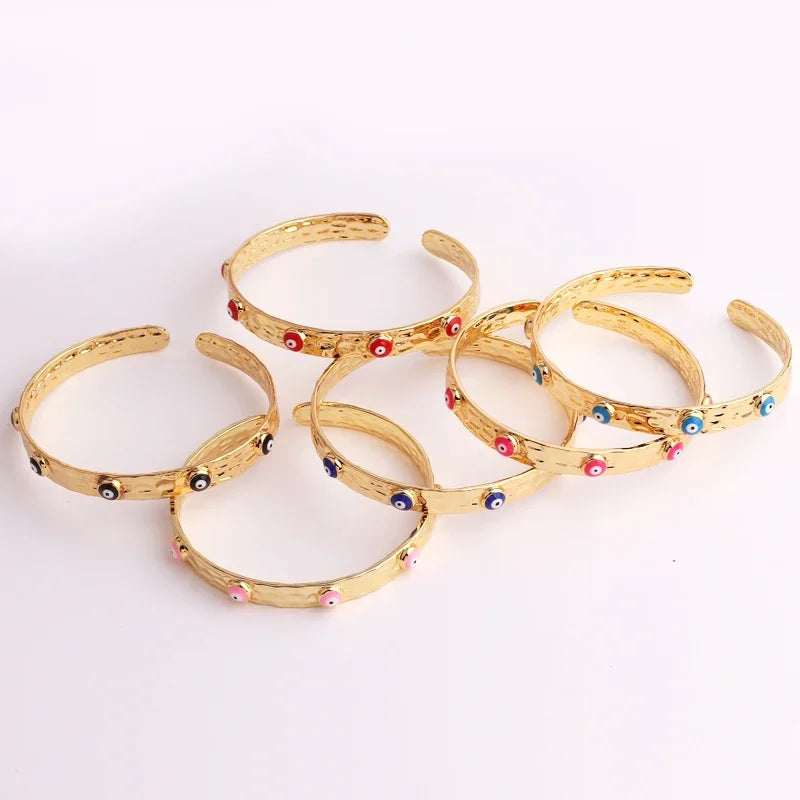 Women’s gold-plated evil eye crystal cuff bracelet