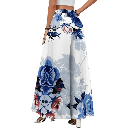 Women's Polyester Palazzo Pants With Pockets And High Waist And Wide Leg Flowing Silhouette