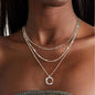 Layered Gold Necklaces for Women Stackable14K Gold Silver Plated Circle Paperclip Chain Pendant Choker Necklace Set For Woman