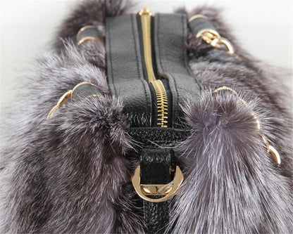 2026 Luxury Real Fox Fur Bag Winter Women Handbag Designer Luxury Bag Evening Party Bags Leather High Quality Shoulder Bag Natural Fur Bag