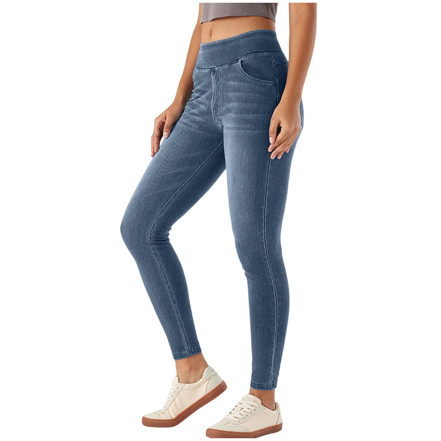 Slim Jeans High Waist Pull-On Denim with Stretchy Fit for Women
