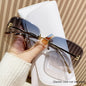 Featherlight Rimless Sunglasses Large Square Frame with Diamond Accent