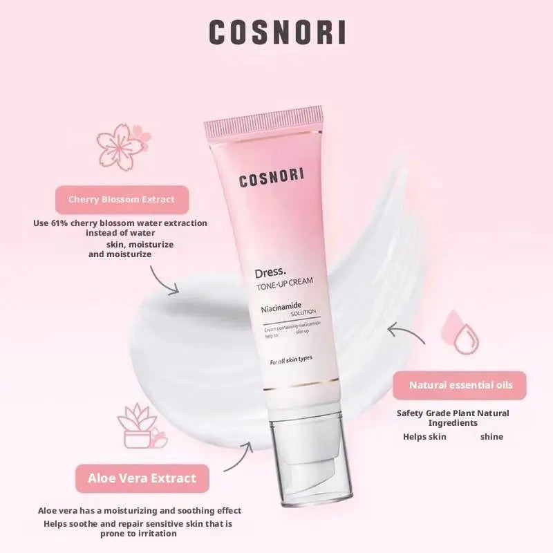 Tone up cream brightening makeup base daily moisturizer with niacinamide and cherry blossom extract