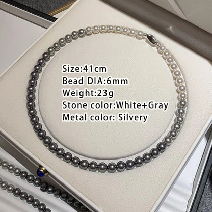 French elegant white gradient champagne pearl bead necklace for women's luxury accessories collarbone chain 2024 fashion jewelry