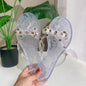 Studded Flat Bot Thong Slippers Holiday Beach Sandals Women's Jelly Slip-On oes Comfortable Casual PVC Footwear