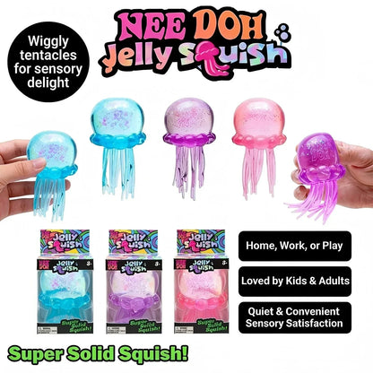 NeeDoh Jellyfish and Cube Squish Toy Made of Plastic for Stress Relief