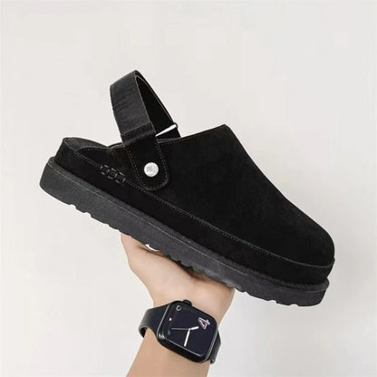 Designer Suede Platform Clog Slides - Unisex Warm Thick Sole Slip-On Shoes