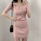 Breathable Dress with V-Neck and Empire Waist Knee Length for Effortless Daytime Style