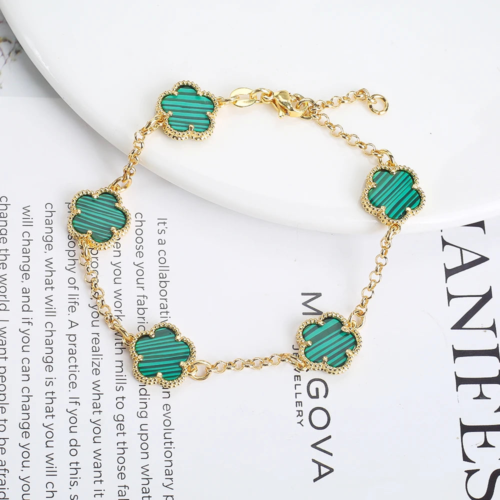 Silver Plated Rose Gold Clover Bracelet - Luxurious High Quality Jewelry for Women