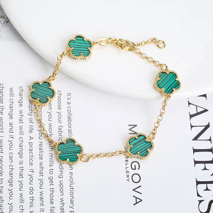 Silver Plated Rose Gold Clover Bracelet - Luxurious High Quality Jewelry for Women