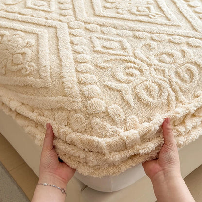 Floral Fitted Sheet with 3D Embroidery and Non Slip Deep Pockets