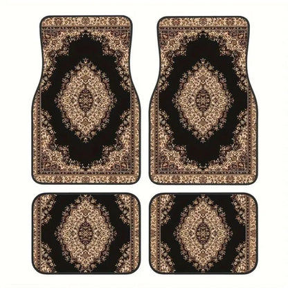 4Pcs Bohemian Car Floor Mats Rubber Back Heavy Duty Persian Carpet Car Decoration Dirty Resistant Car Floor Protector Rugs