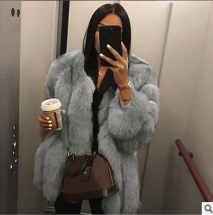 Luxe Faux Fur Jackets for Women Long Puff Sleeve Woman Coat Solid Short Warmth Outerwear Clause Ladies Elegant Streetwear
