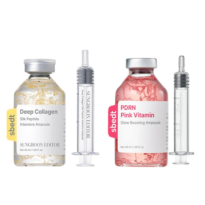 Korean Facial Care Set Featuring Collagen Silk Peptide Ampoule And Retinol Capsule For Revitalizing Brightening
