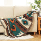 Cotton Polyester Throw Blanket With Geometric Pattern