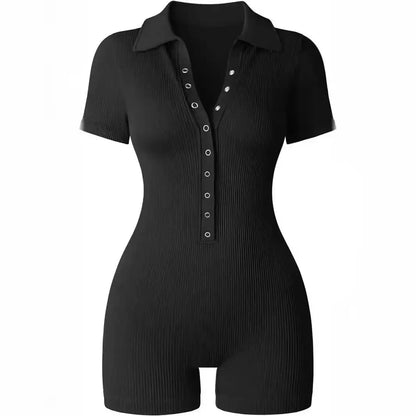 Breathable Collared Jumpsuit with Cinched Waist