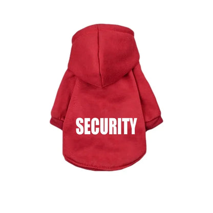 Dog fleece hoodie with a SECURITY back print
