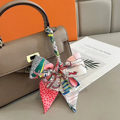 NEW 2026 Long Scarf for Women Narrow Ribbon Headband Female Neckerchief Handle Bag Band Bandana Hair Tie Accessories