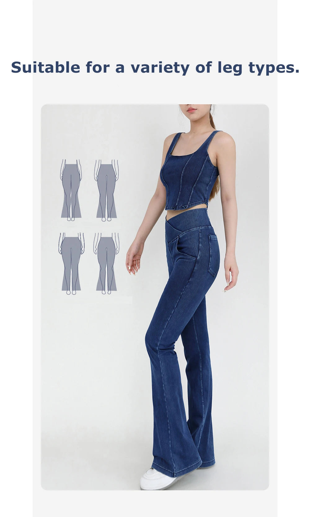 High Waist Denim Bell Bottom Jeans for Women with 4 Way Stretch and Comfortable Fit