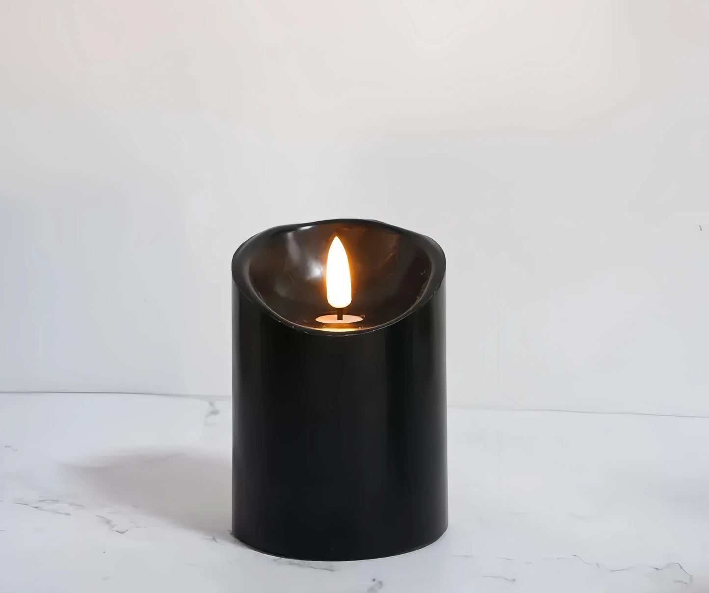 Black 3D Wick Flameless LED Pillar Candles with Remote and Timer