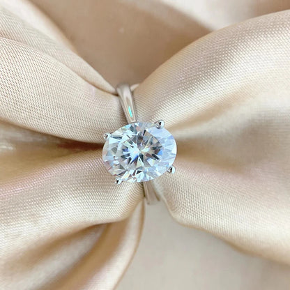 Oval Ring with Moissanite Diamond Like Sparkle in Sterling Silver