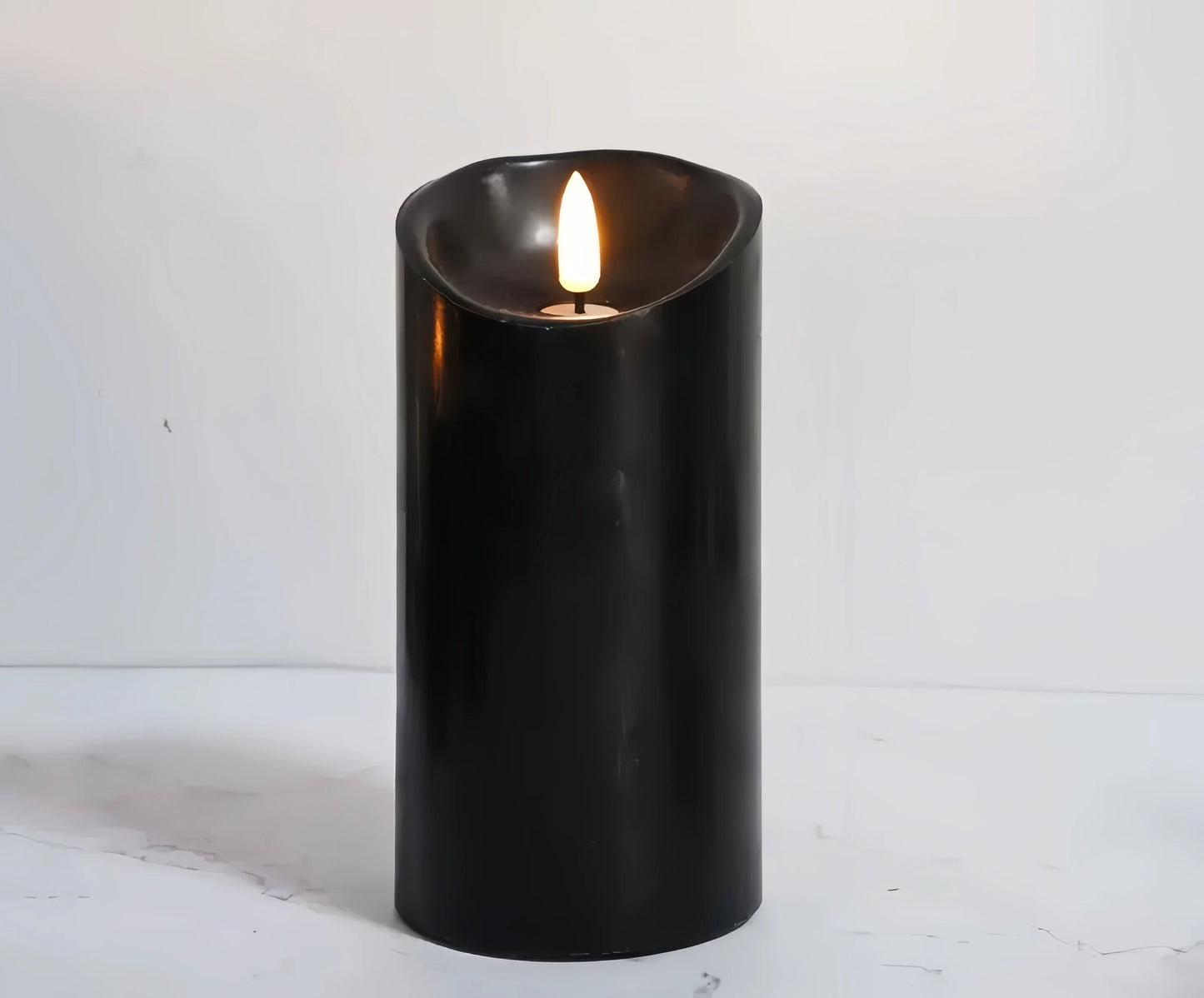 Black Flameless LED Paraffin 3D Wick Pillar Candle Remote Timer