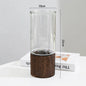 Crystal Glass Vase With Solid Wood Base In Modern Style With Slim Profile For Centerpiece Display