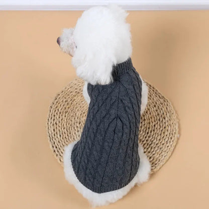 Knitted turtleneck dog sweater for everyday walks and lounging