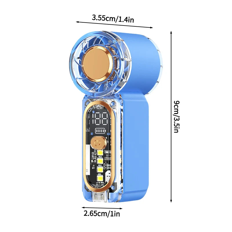 Portable Handheld Plastic Mini Fan With Led Display On The Go