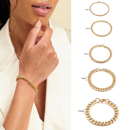 Stainless steel Cuban link chain bracelet