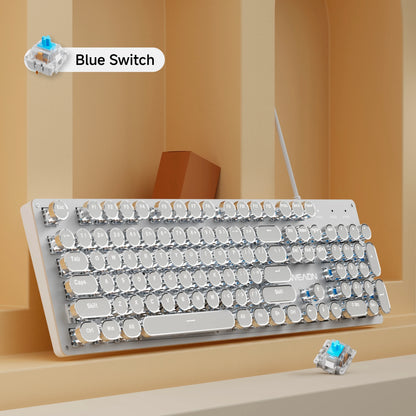 Retro typewriter mechanical gaming keyboard with RGB crystal keycaps