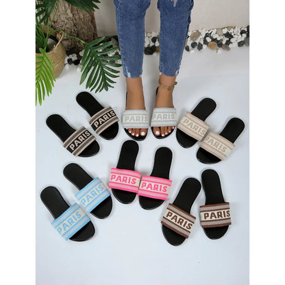 Water-Resistant Beach Slides With Cushioned Insole And Non-Slip Sole