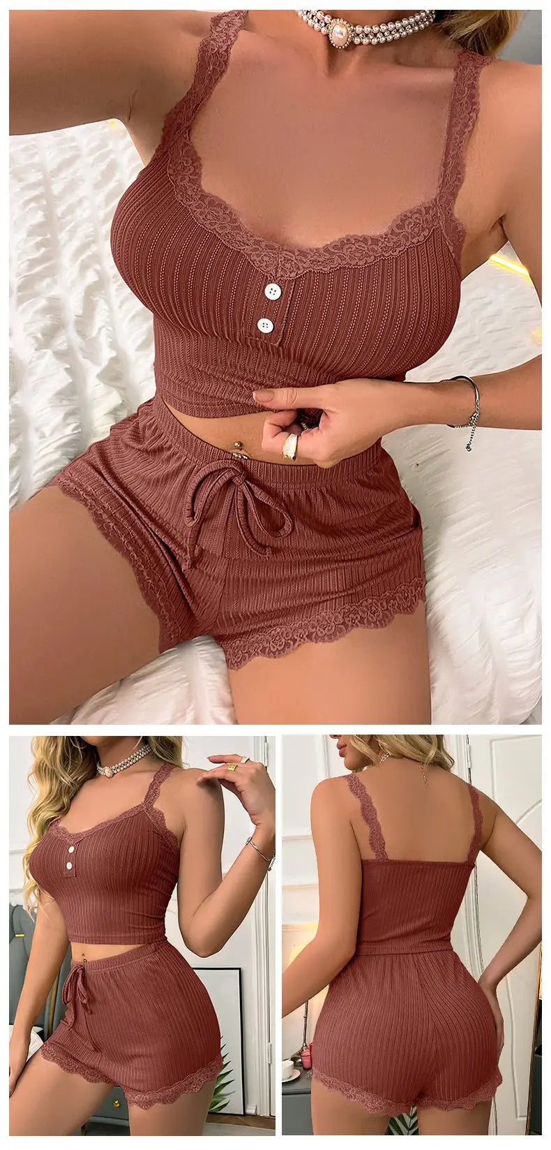 Breathable Pajama Set Sleeveless Top and Shorts for Warm Nights