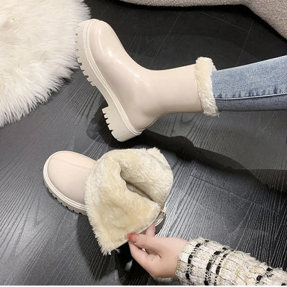Winter Women Warm Plush Ankle Boots - Comfort Non-Slip Big Size Cotton Short Boots