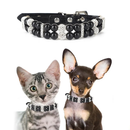 Pet Leash Collar Jewelry Pearl Cat Necklace Small and Medium-sized Dog Harnesses Supplies Wholesale
