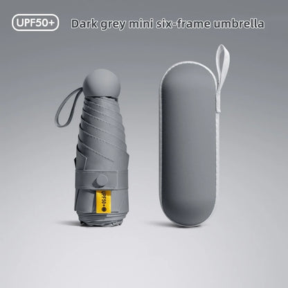 Anti-Uv Mini Umbrella For Sunny And Rainy Days, Portable With Uv Coating And 6 Reinforced Ribs