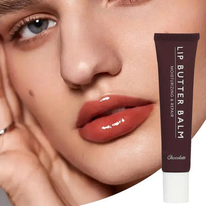 Crystal Lip Butter Balm - Moisturizing Jelly Oil Lipgloss with Brown Sugar Cherry Pink Tints