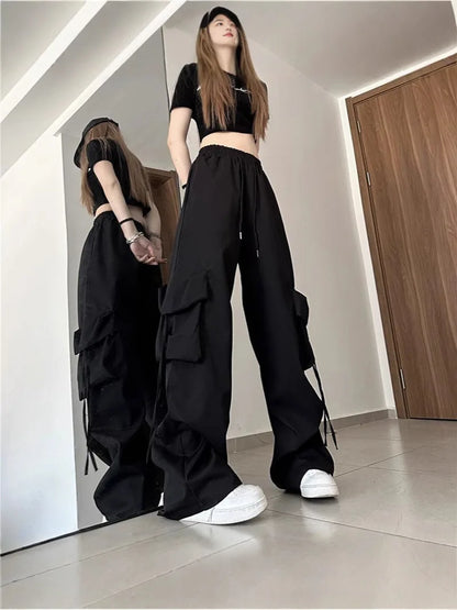Baggy Cargo Pants with Elastic Waist and Ultra Spacious Large Pockets