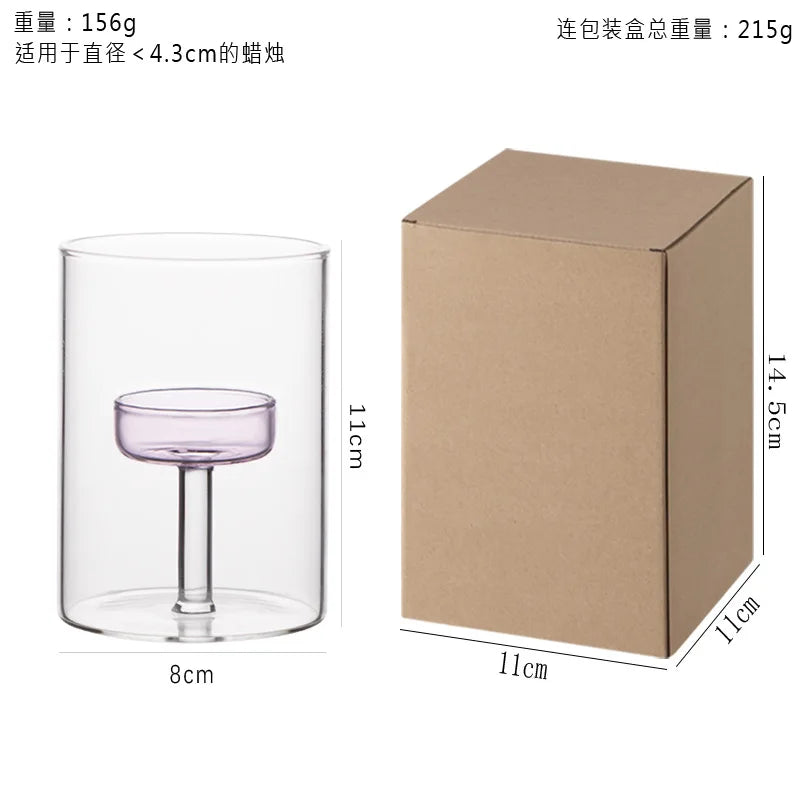 Glass candle holder for block candles and table decor